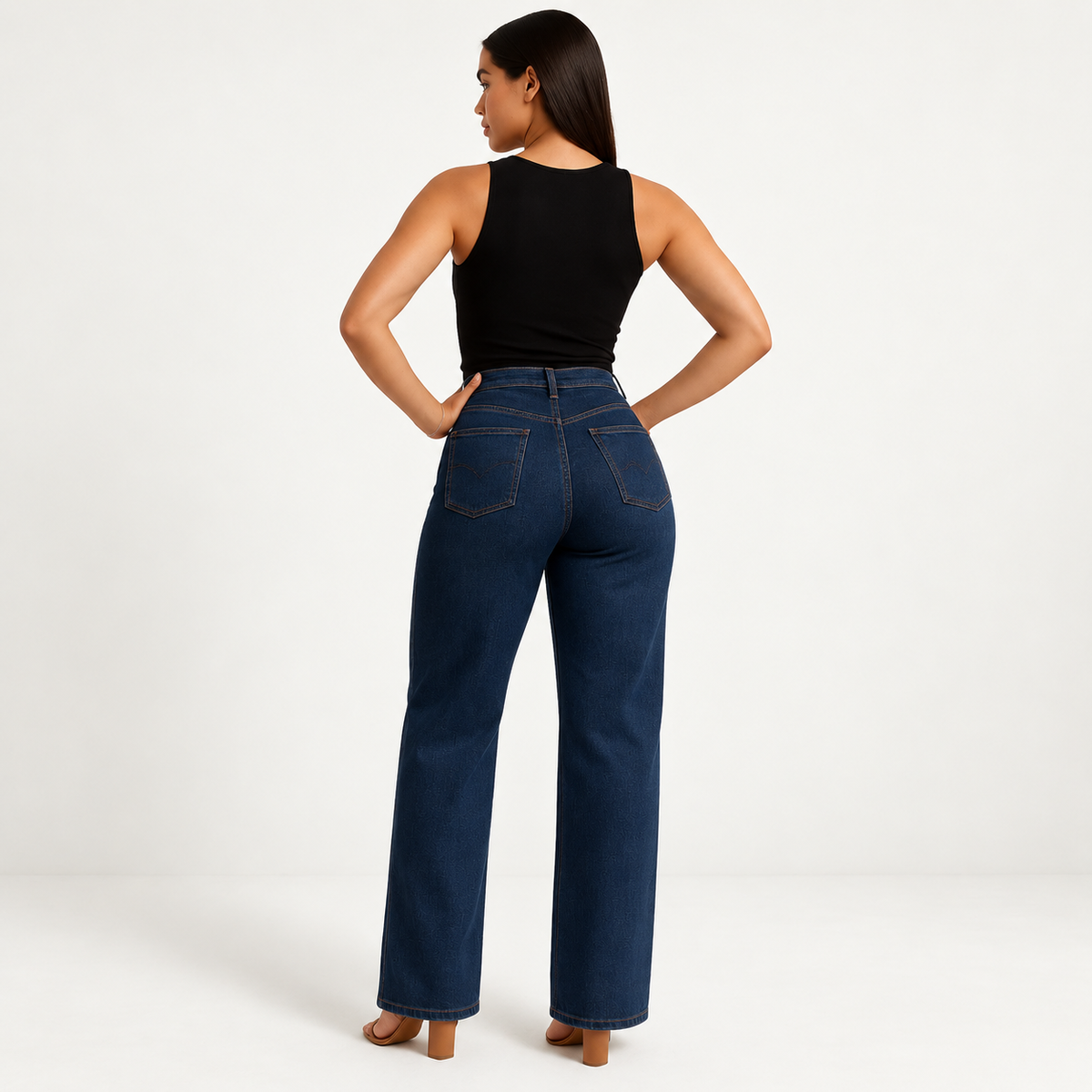 Jeans donna push-up modellanti a gamba larga a vita alta Curvèra